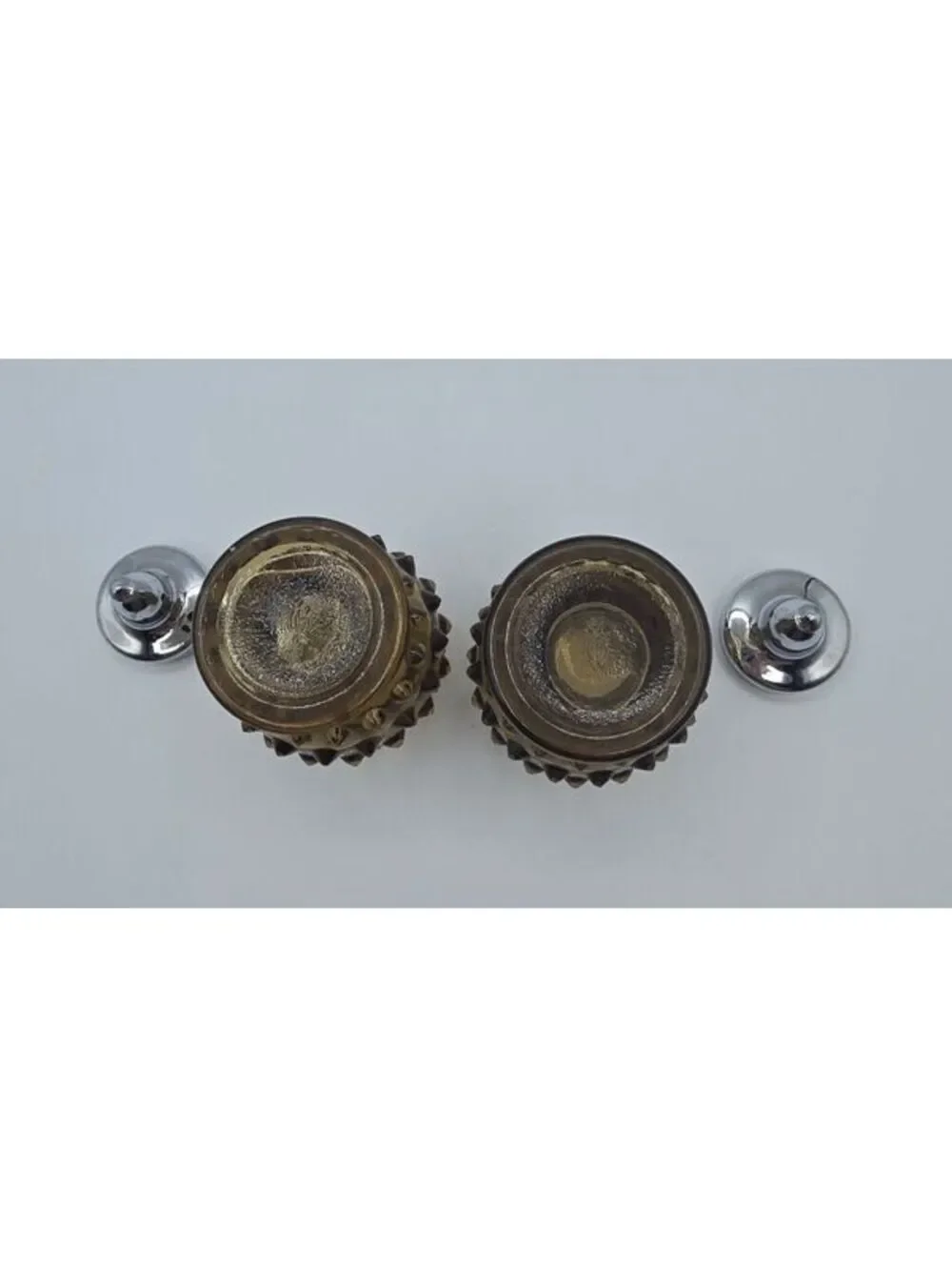 Vintage Imperial Glass Nutmeg Brown Hobnail Salt Pepper Shakers IG Marked
